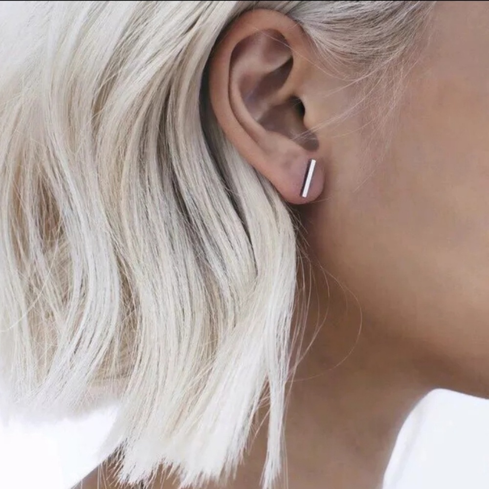 Silver Bar Simple Minimalist Studs Earrings‎